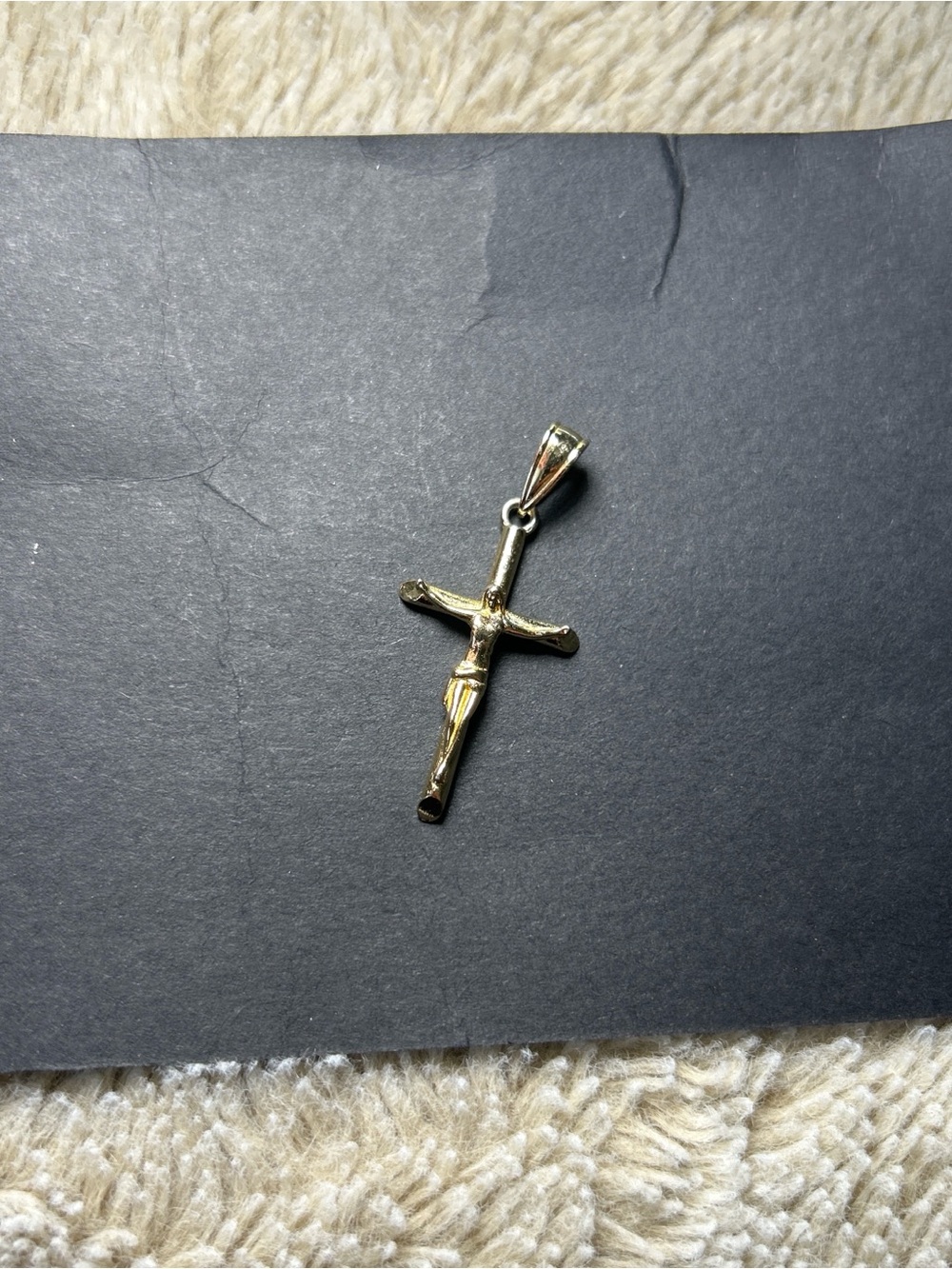 Gold Tone Crucifix Pendant Necklace Charm